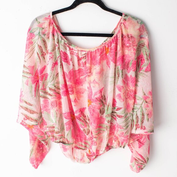 Papaya Woman's Medium On/Off‎ Shoulder Foral Open Back Blouse - Picture 1 of 7